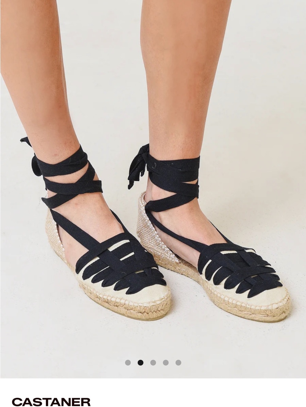 Castaner Black (38) and Natural Canvas Espadrille Sandals